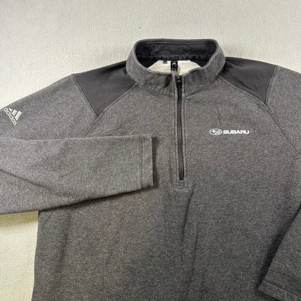 Adidas Subaru Quarter Zip Pullover Mens XL Gray Heathered Sweatshirt DZ8805